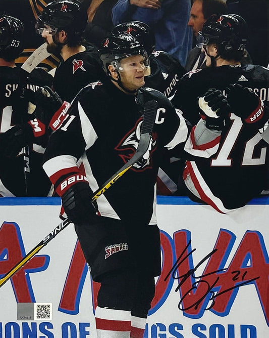 Kyle Okposo Signed Fistbump In Goathead Jersey 8x10 Photo CLEARANCE TSE Buffalo
