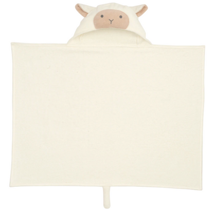 Cream Lambie Hooded Baby Bath Wrap