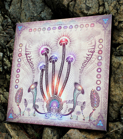 Linguistic Mystic Stretched Canvas Print | Sacred Geometry Wall Art | Visionary Canvas Print | Psychedelic Home Decor