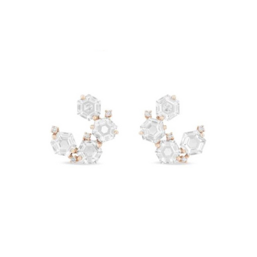 Luella Morganite Topaz Sideways Spiral Hoops