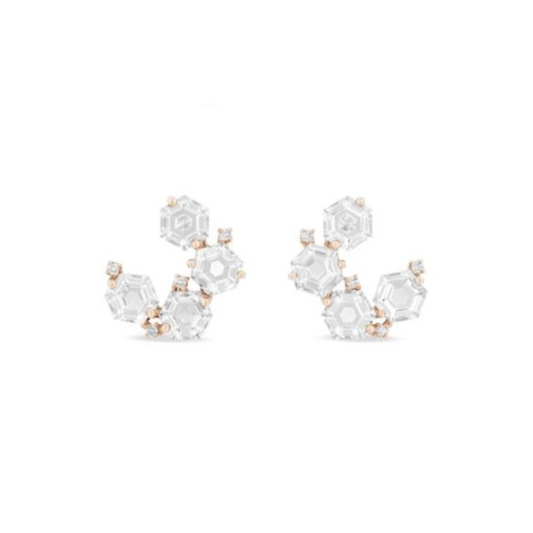 Luella Morganite Topaz Sideways Spiral Hoops