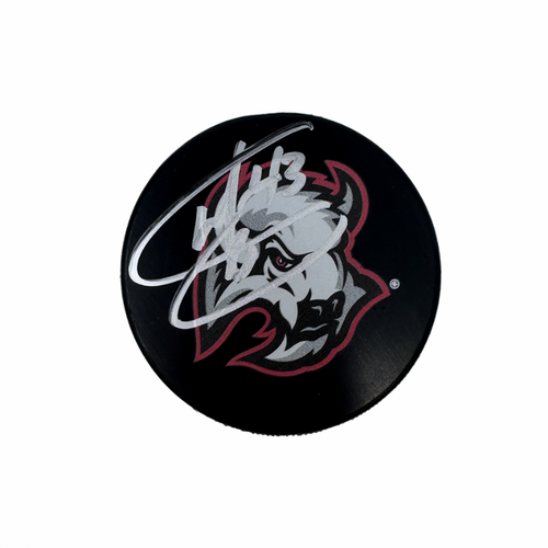 Martin Biron Signed Buffalo Sabres Large Goathead Logo Hockey Puck