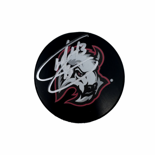 Martin Biron Signed Buffalo Sabres Large Goathead Logo Hockey Puck