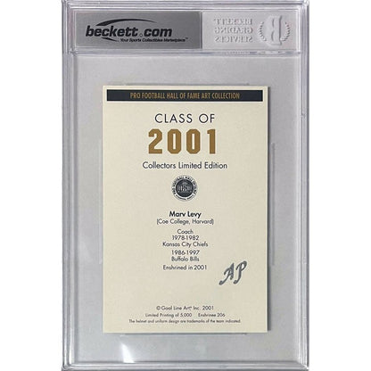 Marv Levy Buffalo Bills Signed 2001 Goal Line HOF Slabbed Drawing - Autograph Grade 10 TSE Buffalo
