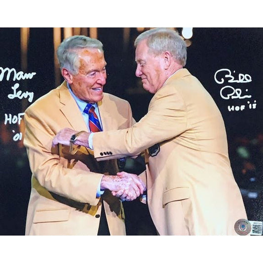 Marv Levy and Bill Polian Shaking Hands Dual Signed Photo 16x20 Signed Photos TSE Buffalo