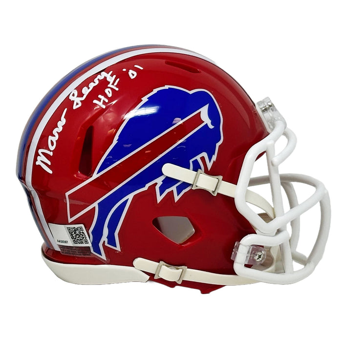 Marv Levy Signed Buffalo Bills Red TB Speed Mini Helmet with HOF '01 Signed Mini Helmets TSE Buffalo