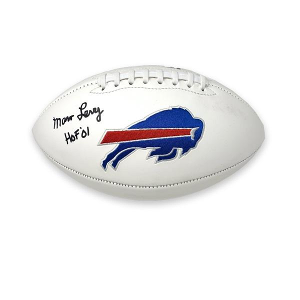 Marv Levy Signed Buffalo Bills Logo Football with HOF '01 Signed Footballs TSE Buffalo