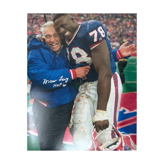 Marv Levy Signed Hugging Bruce 16x20 Photo with "HOF 01" Signed Photos TSE Buffalo