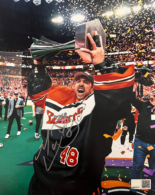 Matt Vinc Signed Holding 2024 NLL Championship Trophy 8x10 Photo Signed Lacrosse Photo TSE Buffalo