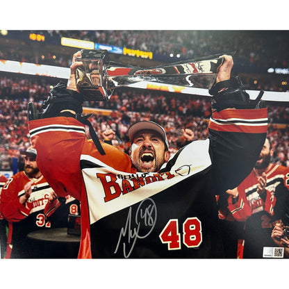 Matt Vinc Signed Holding NLL Trophy Horizontal Photo Signed Lacrosse Photo TSE Buffalo 11x14