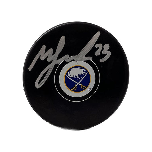 Mattias Samuelsson Signed Buffalo Sabres Logo Puck Signed Hockey Puck TSE Buffalo