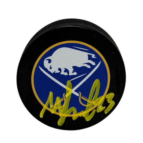 Mattias Samuelsson Signed Buffalo Sabres Large Logo Hockey Puck