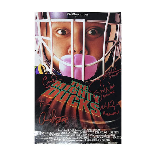 Mighty Ducks Cast Signed 11x17 Movie Poster Signed Movie TSE Buffalo Red Signatures