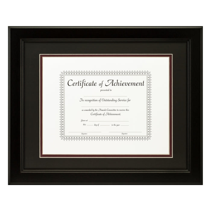 Mossehaus Black Satin Document Frame – Black/Maroon Mat
