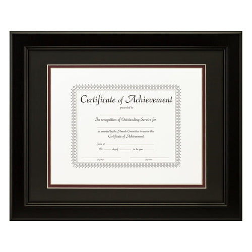 Mossehaus Black Satin Document Frame – Black/Maroon Mat