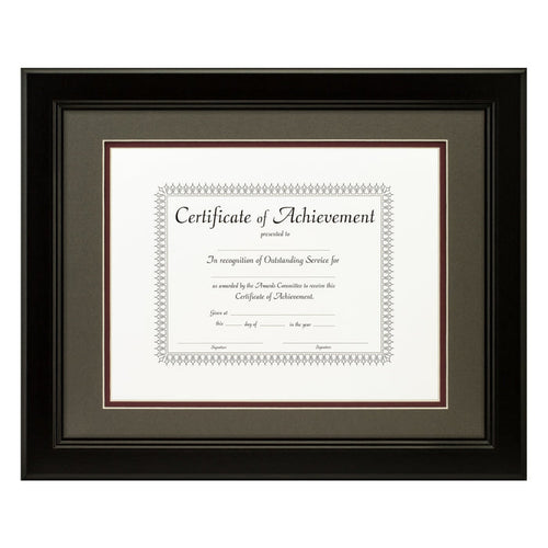 Mossehaus Black Satin Document Frame – Cinder/Maroon Mat