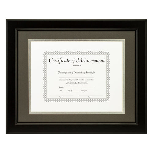 Mossehaus Black Satin Document Frame – Cinder/Silver Mat