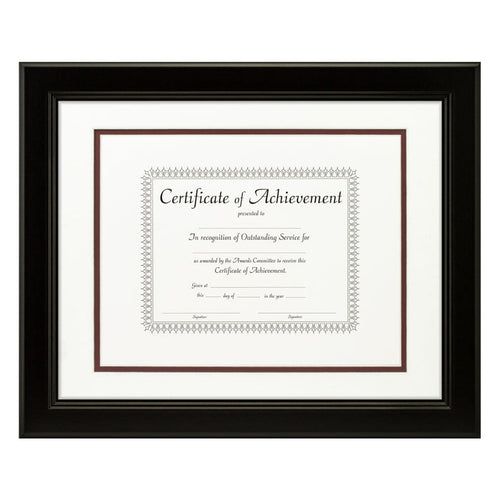 Mossehaus Black Satin Document Frame – White/Maroon Mat