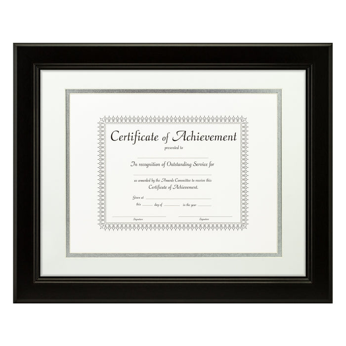 Mossehaus Black Satin Document Frame – White/Silver Mat