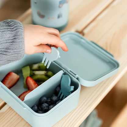 Done by Deer Tiny Lunch Box With Snack Picks - Tiny Farm Blue