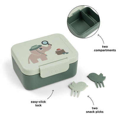 Done by Deer Tiny Lunch Box With Snack Picks - Tiny Trails Green