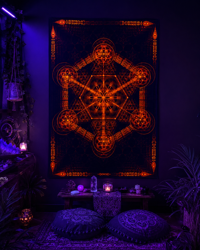Neon Lycra Tapestry of "Higher Order"  (Orange) - UV Active!