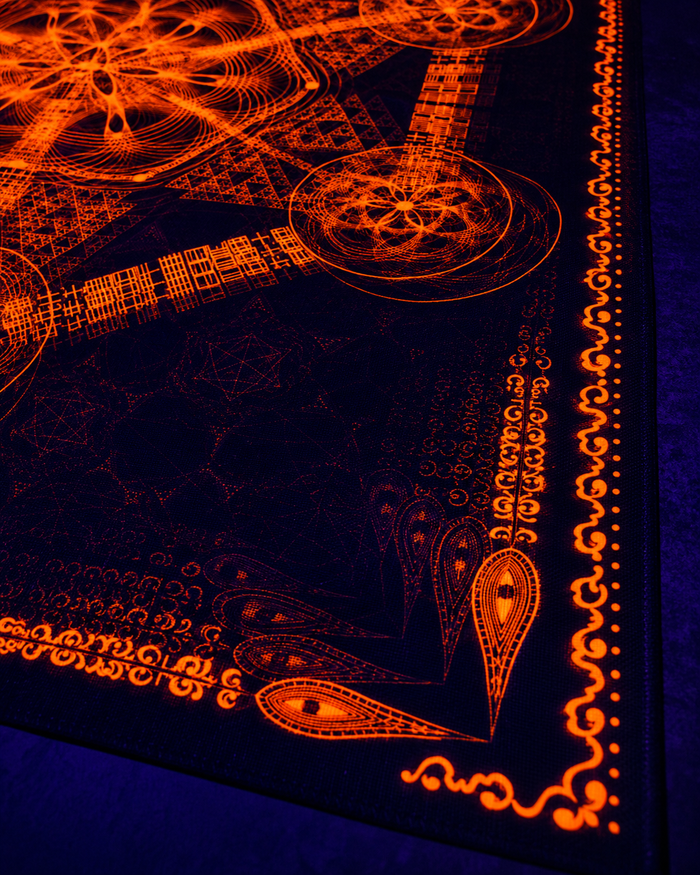 Neon Lycra Tapestry of "Higher Order"  (Orange) - UV Active!