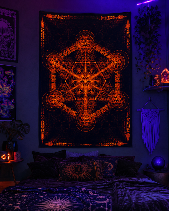 Neon Lycra Tapestry of "Higher Order"  (Orange) - UV Active!