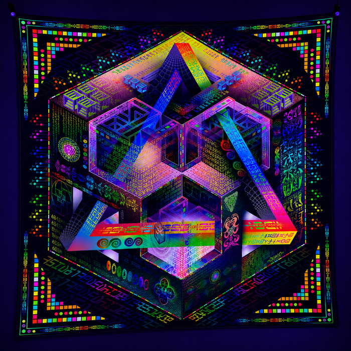 Neon UV Active Fluro Tapestry / Backdrop of Prismatic Equation