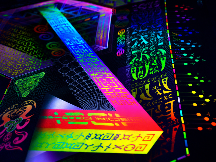 Neon UV Active Fluro Tapestry / Backdrop of Prismatic Equation