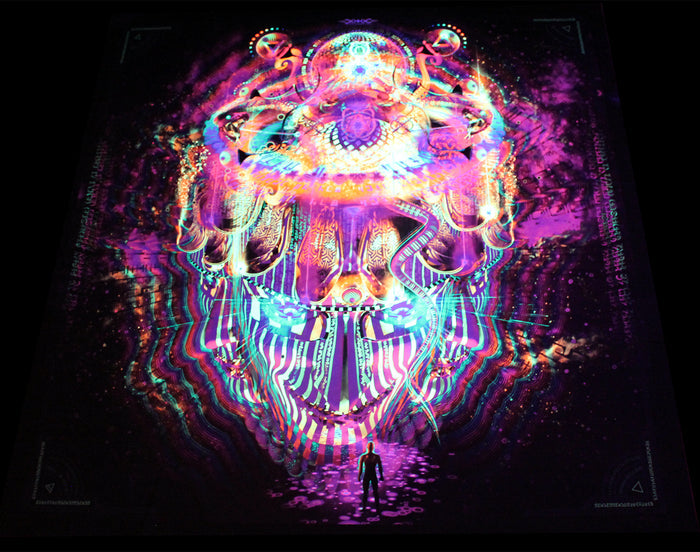 Neon UV Active Lycra Tapestry / Backdrop of Reclaiming the Throne