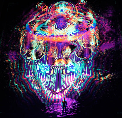 Neon UV Active Lycra Tapestry / Backdrop of Reclaiming the Throne