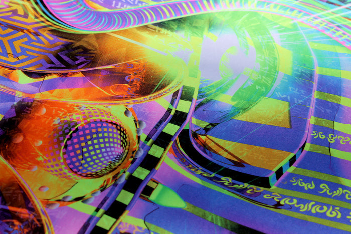 Neon UV Active Lycra Tapestry / Backdrop of Reclaiming the Throne