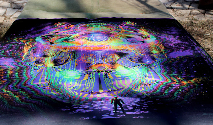Neon UV Active Lycra Tapestry / Backdrop of Reclaiming the Throne