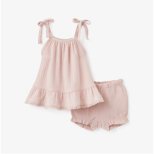 Blush Organic Muslin Tie Top Set