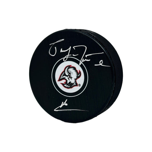 Pat LaFontaine Signed Buffalo Sabres Goathead Autograph Puck with HOF 03 Signed Hockey Puck TSE Buffalo