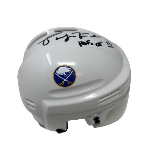 Pat LaFontaine Signed Buffalo Sabres White Mini Helmet with HOF 03 Signed Hockey Mini Helmet TSE Buffalo