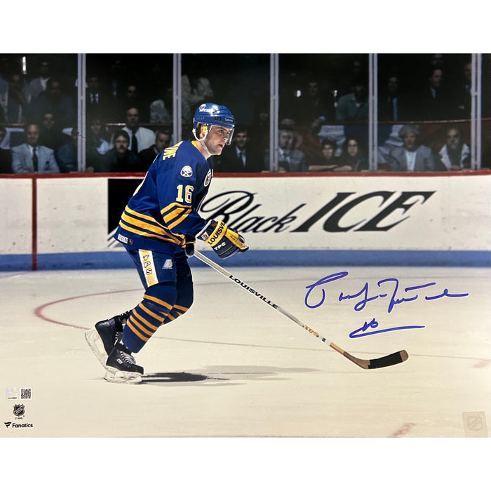 Pat LaFontaine Skating in Blue Side View Signed 16x20 Photo Signed Hockey Photo TSE Buffalo