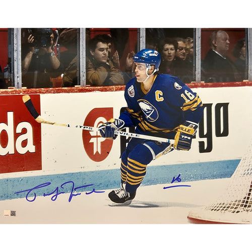 Pat LaFontaine Skating in Blue Signed 16x20 Photo Signed Hockey Photo TSE Buffalo