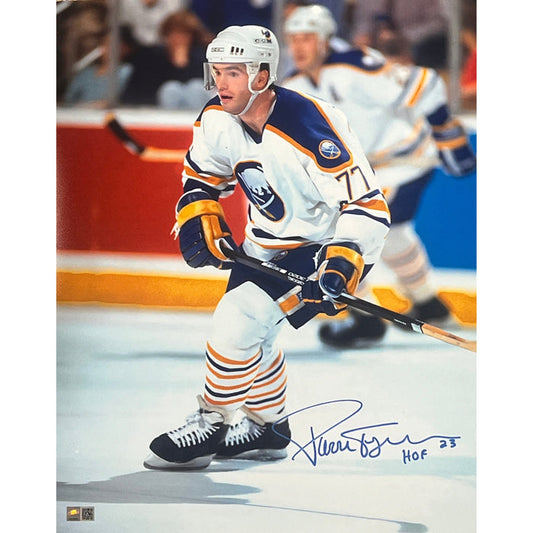 Pierre Turgeon Signed Front View in White 16x20 Photo with HOF 23 Signed Hockey Photo TSE Buffalo 16x20
