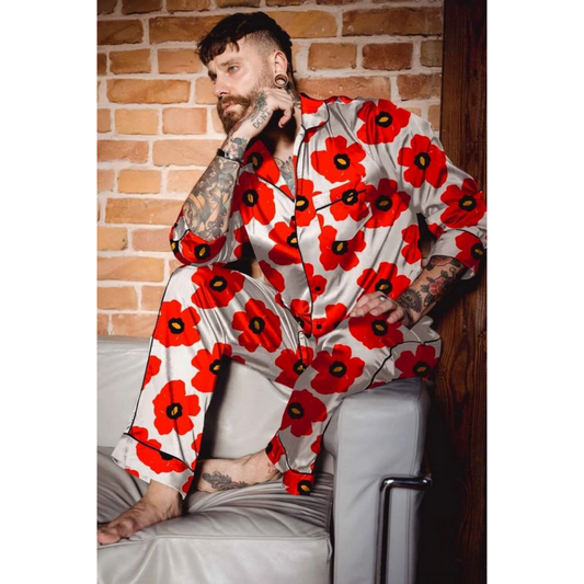 Enzo Poppies Print Two-Piece Longe Set