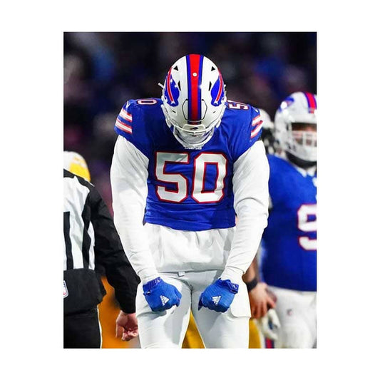 PRE-SALE: Greg Rousseau Signed Flexing Looking Down Photo PRE-SALE TSE Buffalo