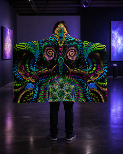 Primordial Presence Cosmic Hooded Blanket — approved lifestyle view 01 — 01-rear-proof