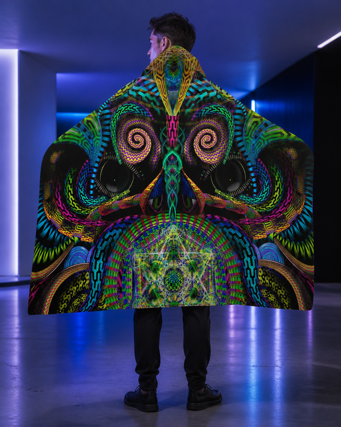 Primordial Presence Cosmic Hooded Blanket — approved lifestyle view 03 — 03-rear-three-quarter