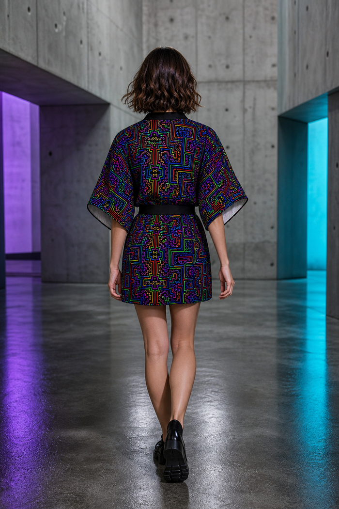 Lifestyle gallery — Prismatic Overlay Kimono Robe — 03-straight-back
