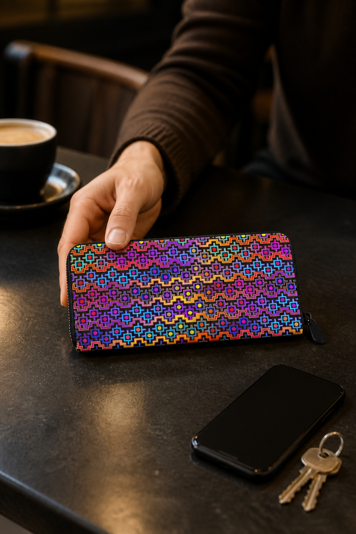 Rainbow Healing Leather Wallet — 02 table phone keys