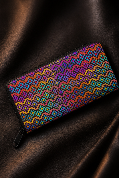 Rainbow Healing Leather Wallet — 04 zip detail