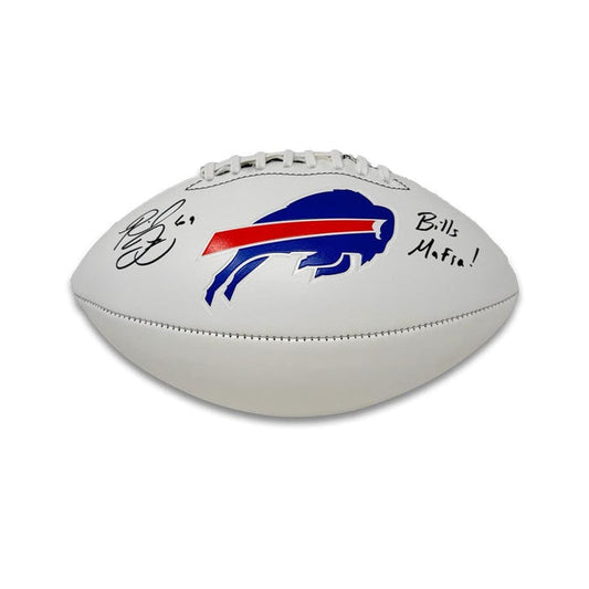 Reid Ferguson Signed Buffalo Bills White Logo Football with "Bills Mafia" Signed Footballs TSE Buffalo