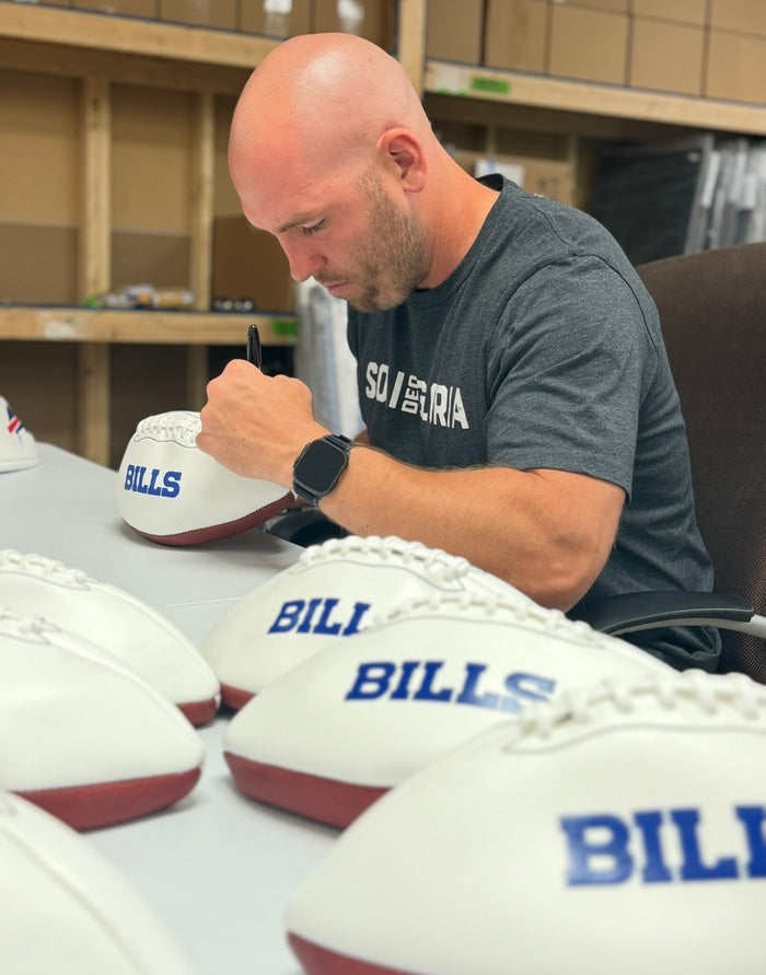 Reid Ferguson Signed Buffalo Bills White Logo Football