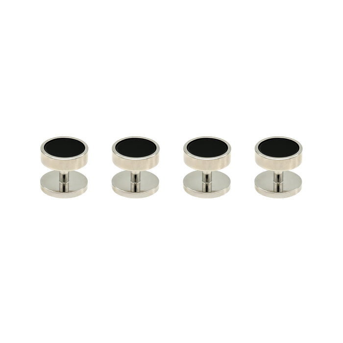 Rhodium Black Round Shirt Studs (pack of 4)